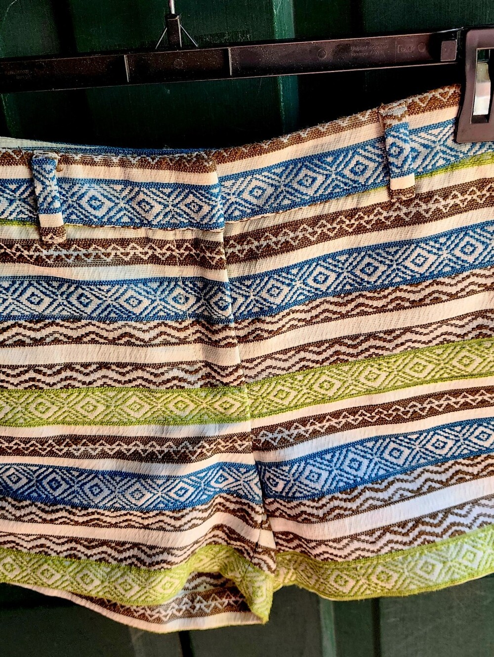 LOFT The Riviera Geometric Jacquard Woven Shorts Blue Green Sz 6